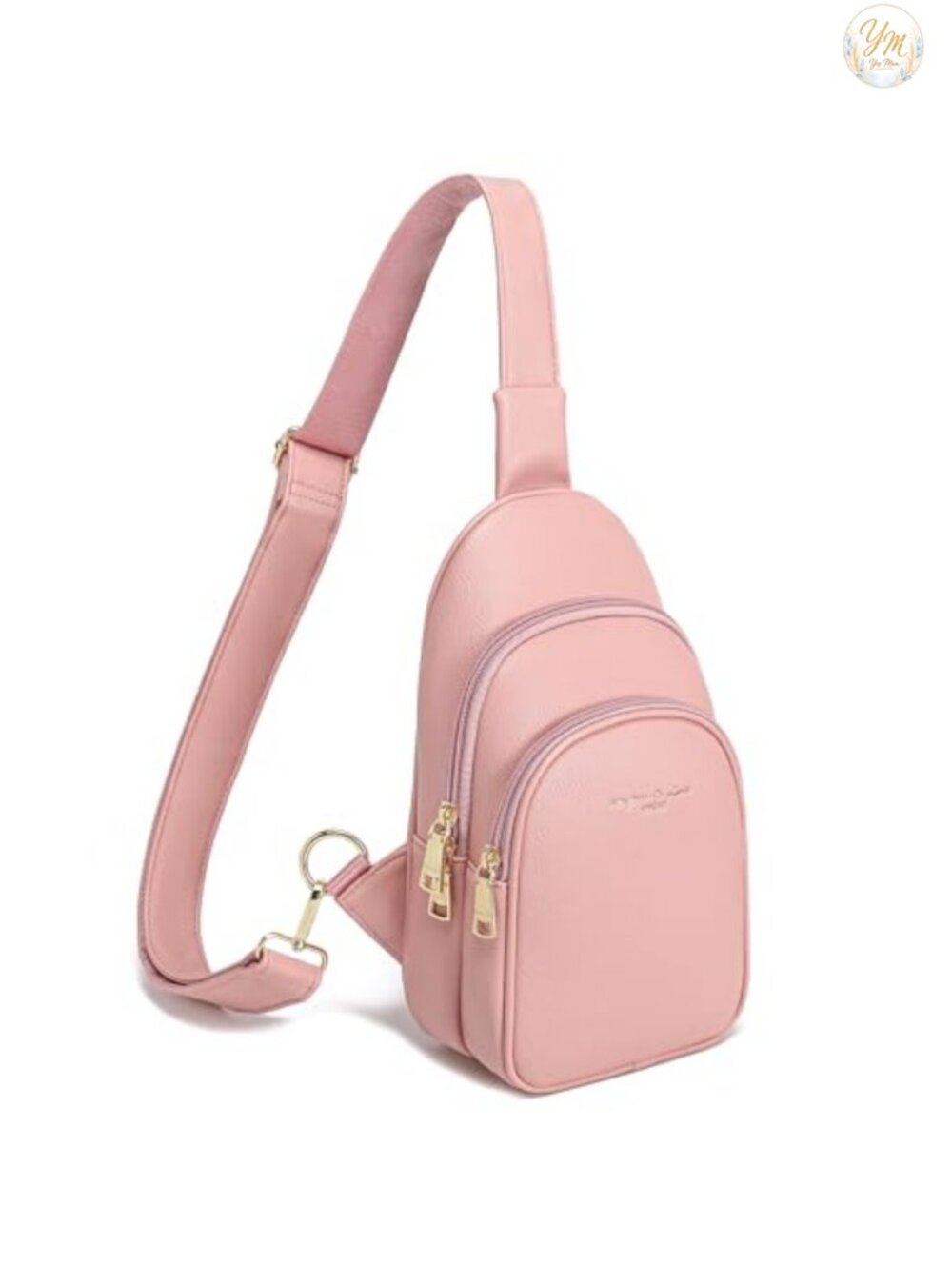 Small Faux Leather Crossbody Sling Bag with Multi-Pocket Zip Compartments
